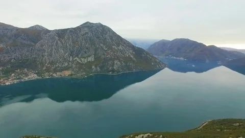 Aerial view of Kotor Bay. Risan Stock Footage 82816247