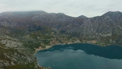 Aerial view of Kotor Bay. Risan Video stock 82818277