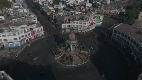 Aerial view of KR Circle in Mysuru (Mysore) City, Karnataka, India Video stock 326728635