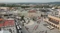 Aerial View of Krakow, Market Square, Town Hall Tower, Cloth Hall, Drapers' Hall HD Footage
