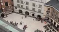 Aerial View of Krakow, Market Square, Town Hall Tower, Cloth Hall, Drapers' Hall HD Footage