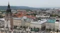 Aerial View of Krakow, Market Square, Town Hall Tower, Cloth Hall, Drapers' Hall HD Footage