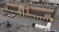Aerial View of Krakow, Market Square, Town Hall Tower, Cloth Hall, Drapers' Hall HD Footage
