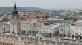 Aerial View of Krakow, Market Square, Town Hall Tower, Cloth Hall, Drapers' Hall HD Footage