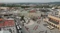 Aerial View of Krakow, Market Square, Town Hall Tower, Cloth Hall, Drapers' Hall HD Footage