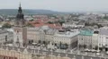 Aerial View of Krakow, Market Square, Town Hall Tower, Cloth Hall, Drapers' Hall HD Footage
