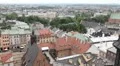 Aerial View of Krakow, Market Square, Town Hall Tower, Cloth Hall, Drapers' Hall HD Footage
