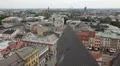 Aerial View of Krakow, Market Square, Town Hall Tower, Cloth Hall, Drapers' Hall HD Footage