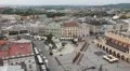 Aerial View of Krakow, Market Square, Town Hall Tower, Cloth Hall, Drapers' Hall HD Footage