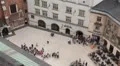 Aerial View of Krakow, Market Square, Town Hall Tower, Cloth Hall, Drapers' Hall HD Footage