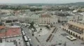 Aerial View of Krakow, Market Square, Town Hall Tower, Cloth Hall, Drapers' Hall HD Footage