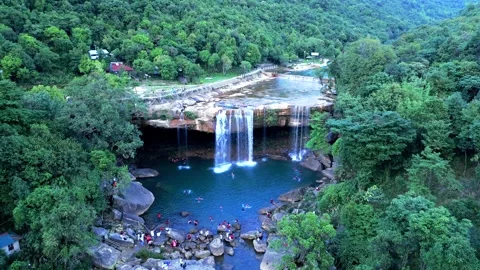Aerial View of Krang Suri Waterfall, West Jaintia Hills, Meghalaya Видео 339774334
