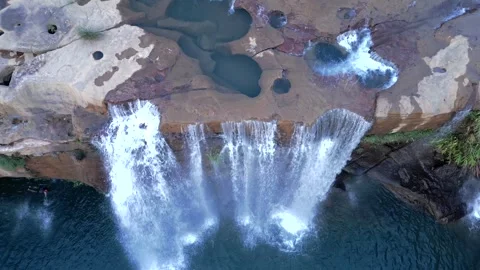 Aerial View of Krang Suri Waterfall, West Jaintia Hills, Meghalaya Stockbeeldmateriaal 339774356