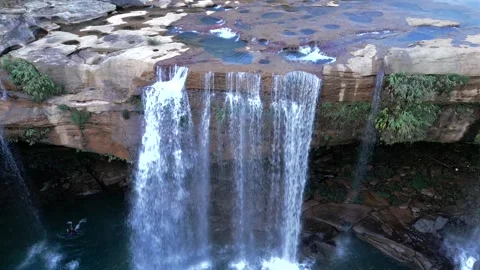 Aerial View of Krang Suri Waterfall, West Jaintia Hills, Meghalaya Stockbeeldmateriaal 339774369
