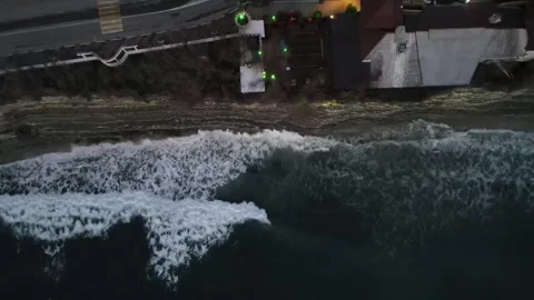 Aerial view of the Kruta coastline in Gelendzhik during twilight Stock Footage 337171853