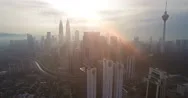 Aerial View Of Kuala Lumpur City In Malaysia Capital, Tall Buildings. Cinematic Stock Footage
