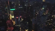 Aerial View Of Kuala Lumpur City. Dark Sunset Lighting With Futuristic Network Stock Footage