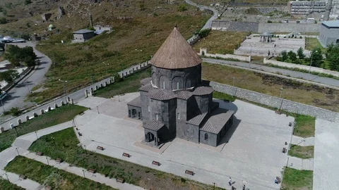 Aerial View of Kumbet Mosque, Aka The Church of 12 Apostles Kars,/Turkey, 4K Vid Stock Footage 100514853