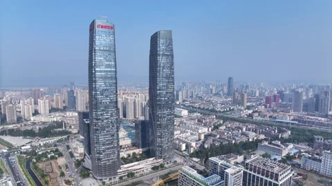 Aerial view of Kunming twin towers skyline landmark in china Stock Footage 307294853