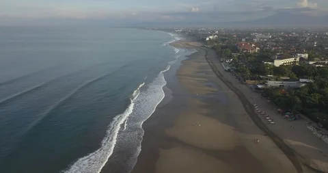 Aerial view of Kuta beach Stock Footage 128404638