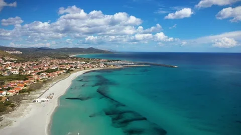 Aerial View of La Caletta, Siniscola, province of Nuoro, Sardinia Stock Footage 275843371