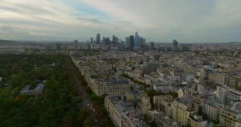 Aerial view of La Defense discrict in city of Paris, business district, capital Stock Footage 255197529
