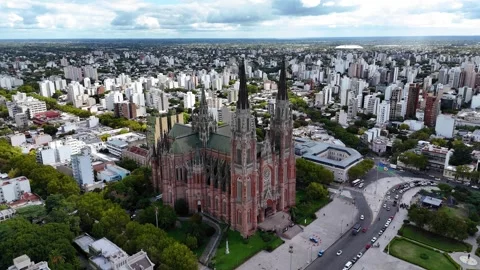 Aerial view of la plata cathedral in argentina Stock-Footage 333842887