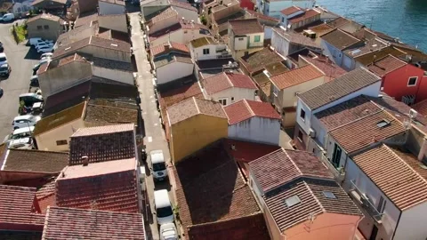Aerial view of La Pointe Courte in Sete in october by drone 28 Stock Footage 296628609