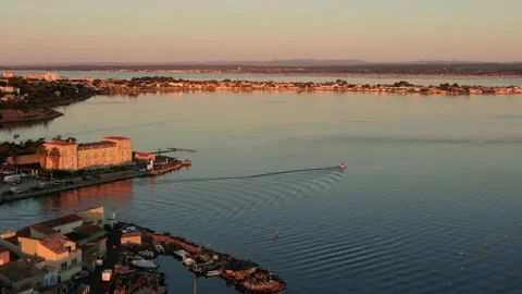 Aerial view of La Pointe Courte in Sete in october by drone 04 Stock Footage 296628611