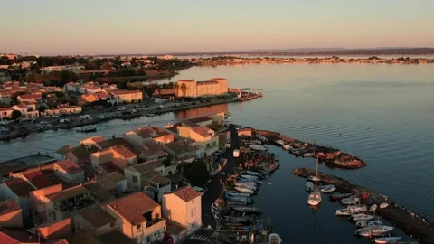 Aerial view of La Pointe Courte in Sete in october by drone 03 Stock Footage 296628613