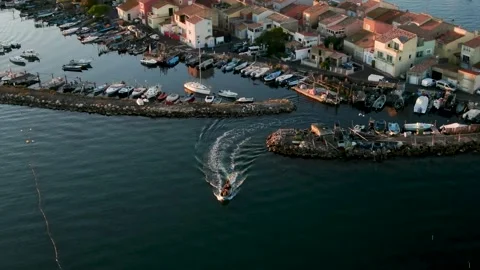 Aerial view of La Pointe Courte in Sete in october by drone 09 Stock-Footage 296628630