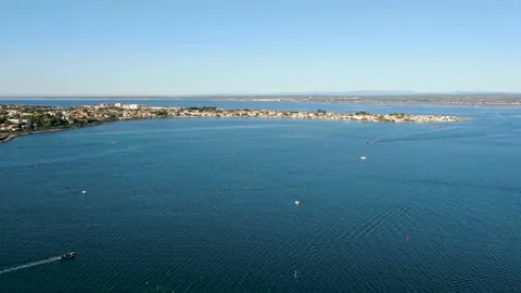 Aerial view of La Pointe Courte in Sete in october by drone 20 Stock-Footage 296628691