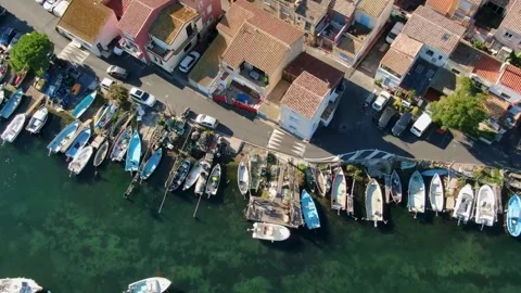 Aerial view of La Pointe Courte in Sete in october by drone 25 Stock-Footage 296628713