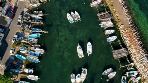 Aerial view of La Pointe Courte in Sete in october by drone 26 Stock Footage 296628716