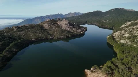 Aerial view of Lac de Ospedale in Corsica Stock-Footage 272298064
