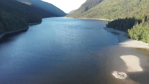 Aerial view of Lac Matane in Quebec Stock Footage 143169124