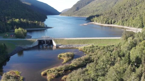 Aerial view of Lac Matane in Quebec Stock Footage 143169151