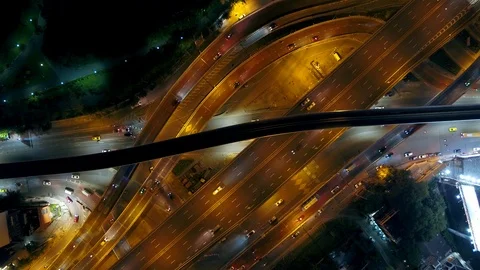 Aerial view of Ladprao Intersection (Ha Yaek Ladprao) at night Bangkok, Thailand 스톡 동영상 118451953