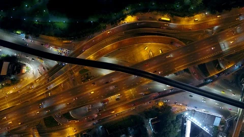 Aerial view of Ladprao Intersection (Ha Yaek Ladprao) at night Bangkok, Thailand 스톡 동영상 118452552