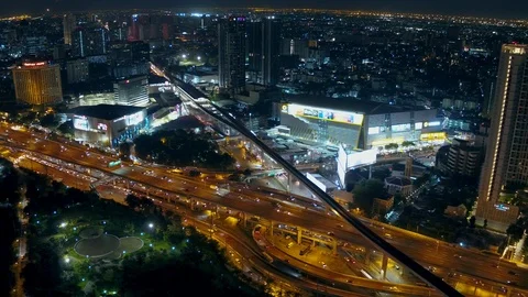 Aerial view of Ladprao Intersection (Ha Yaek Ladprao) at night Bangkok, Thailand 스톡 동영상 118454913