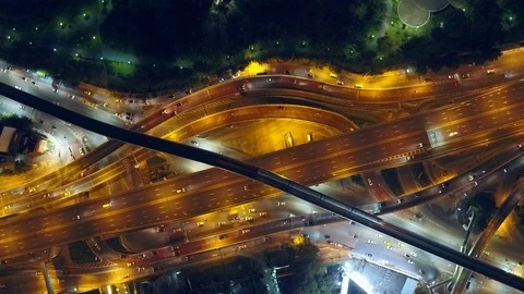 Aerial view of Ladprao Intersection (Ha Yaek Ladprao) at night Bangkok, Thailand 스톡 동영상 118457196