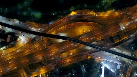 Aerial view of Ladprao Intersection (Ha Yaek Ladprao) at night Bangkok, Thailand 스톡 동영상 118459092
