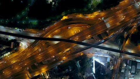 Aerial view of Ladprao Intersection (Ha Yaek Ladprao) at night Bangkok, Thailand 스톡 동영상 118459593