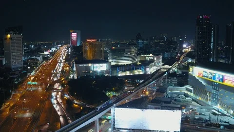Aerial view of Ladprao Intersection (Ha Yaek Ladprao) at night Bangkok, Thailand 스톡 동영상 118752971