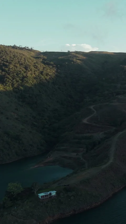 Aerial View of Lago Calima Valle del Cauca in Vertical Format Stock Footage 323909456