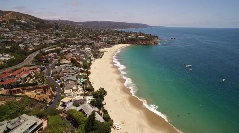 Aerial view of Laguna Beach coastline in 4K Stock Footage