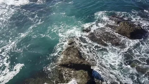 Aerial View of Laguna Beach with Dramatic Cliffs and Ocean Stock Footage 300850248