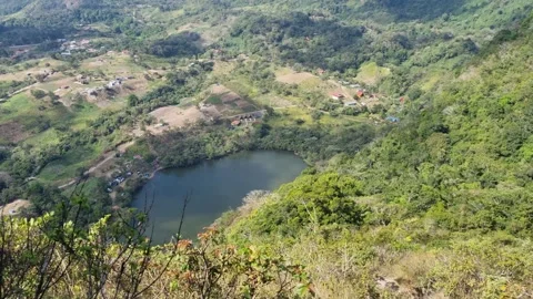 Aerial view of Laguna de San Carlos, lagoon between the mountains in Panama. Stock Footage 341900504