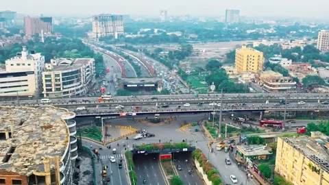 Aerial View of Lahore's Busy Intersection 6th Feb 2024 Editorial Stock Stock Footage 295773470