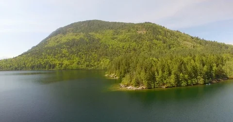 Aerial view of lake, BC, Canada, 4K Stock Footage